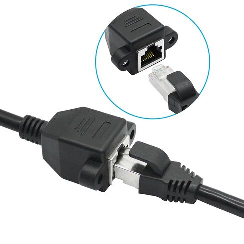 2Pcs Cat6 Ethernet Extension Cable 1FT, RJ45 Male to Female Ethernet Panel Mount with Screw Extension Shielded Cable, Compatibility Cat5e, Cat5, for PC, Laptop, Router, Smart TV, Network Switch etc in Kuwait
