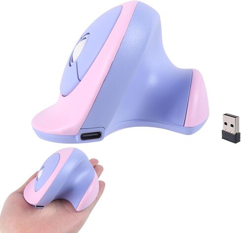 Wireless Mouse Ergonomic Vertical Mouse with Bluetooth & 2.4GHz USB Receiver 3 Buttons Rechargeable Silent Portable Optical USB Cordless Mice for Laptop PC Desktop Tablet Kids Adults Gifts (Purple) in Kuwait
