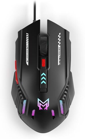 Customizable Wired Gaming Mouse with 6 Adjustable DPI, 6 Programmable Buttons, Silent Clicks, RGB Lighting & Wide Compatibility for Gaming, Office & Daily Use in Kuwait