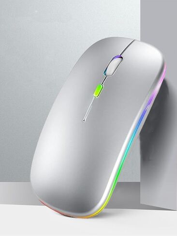 ماوس لاسلكي للكمبيوتر المحمول، ماوس صامت نحيف قابل لإعادة الشحن، ماوس كمبيوتر LED مع وضع مزدوج، متوافق مع iPad، والكمبيوتر المحمول، والكمبيوتر الشخصي، وMac، وWindows، وiOS in Kuwait
