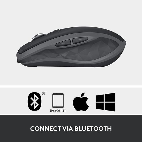 Logitech MX Anywhere 2S Bluetooth Edition Compact Wireless Mouse, No USB Receiver - Use on Any Surface, Rechargeable, Control up to 3 Apple Mac and Windows Computers and Laptops (Renewed) in Kuwait