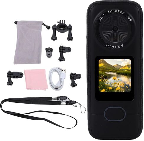 EBTOOLS 4K Portable Action Camera, 64MP 125 Degree Wide Angle Water Proof Sports Camera with 1.4 Inch Touchscreen and APP Connection, for Outdoor Sports Diving Cycling in Kuwait
