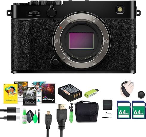 FUJIFILM X-E5 Mirrorless Digital Camera - Black, Bundle with 2X 64GB Memory Card + Micro HDMI Cable + Carrying Case + More Accessories in Kuwait