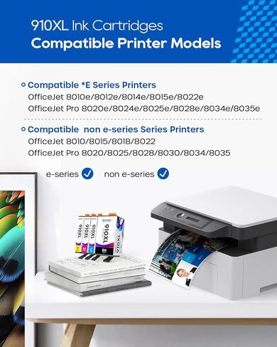 خراطيش حبر Skydo 910XL كومبو حزمة 910 حبر متوافقة مع خراطيش حبر 910XL لطابعات HP 8015e 8025e لطابعات OfficeJet 8015e 8022e 8015 8010 OfficeJet Pro 8025 8028e 8035e 8020، 4 عبوات in Kuwait