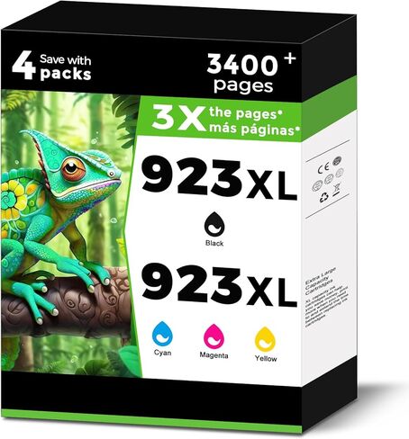 خراطيش حبر 923XL (923e) مناسبة لطابعات HP OfficeJet Pro 8130e 8135e 8125e بديلة لطابعات 923 e XL لـ HP923 8122e 8138e 8139e 8125e 8124 8124e 8130 8132e 8134e أسود سماوي أرجواني أصفر 4 عبوات in Kuwait
