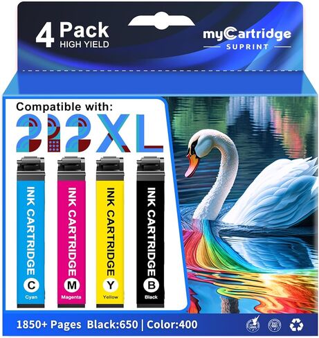 استبدال خرطوشة الحبر المعاد تصنيعها لخراطيش الحبر Epson 212 لخراطيش الحبر Epson 212XL مجموعة كومبو عالية الإنتاجية مع شريحة ذكية لطابعة Workforce XP-4100 XP-4105 WF-2830 WF-2850 (4 عبوات) in Kuwait