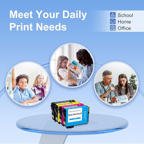 استبدال خرطوشة الحبر المعاد تصنيعها لخراطيش الحبر Epson 212 لخراطيش الحبر Epson 212XL مجموعة كومبو عالية الإنتاجية مع شريحة ذكية لطابعة Workforce XP-4100 XP-4105 WF-2830 WF-2850 (4 عبوات) in Kuwait