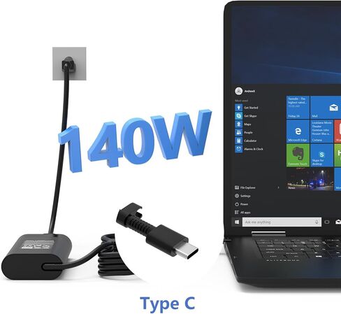 شاحن USB-C PD 3.1 بقدرة 140 واط متوافق مع HP OMEN Transcend 14-fb0000 MAX 16-ah0000، Omnibook، Spectre x360 16-aa0000، ZBook 8 G1a/G1i/G1as 14 16، Ultra G1a/G1ak مزود طاقة للكمبيوتر المحمول in Kuwait