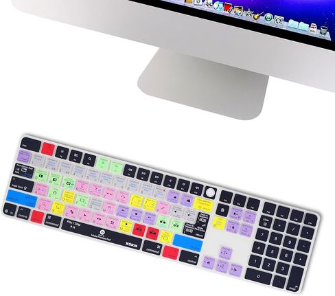 XSKN Premiere Pro Shortcuts Keyboard Cover Skin Fits for Apple 2024 iMac M4 Chip Magic Keyboard with Touch ID and Numeric Keypad A3119 in Kuwait