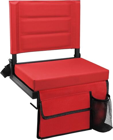 Stadium Seats for Bleachers with Back Support, Portable Bleacher Seats with Thick Padded Cushion and Shoulder Strap, Wide Stadium Seat Chair Includes Hooks, Cup Holder and Side Pocket in Kuwait