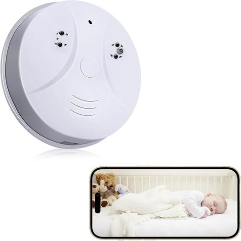 HD 1080P Smoke Detector Camera, Nanny Cam with Motion Detection, Indoor Wireless Surveillance for Home Security/Office in Kuwait
