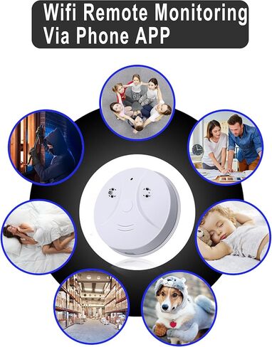 HD 1080P Smoke Detector Camera, Nanny Cam with Motion Detection, Indoor Wireless Surveillance for Home Security/Office in Kuwait