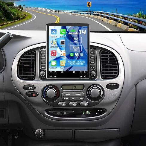 راديو ترقية ستيريو للسيارة Android 14 Double Din لسيارة Toyota Tundra 2000-2006، شاشة لمس 9.7 بوصة مع تشغيل لاسلكي Android Auto GPS WiFi Bluetooth RDS DSP SWC Mirrorlink Mic كاميرا احتياطية in Kuwait
