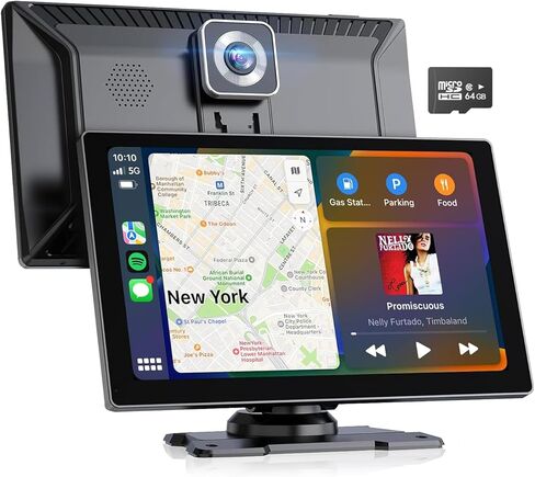 شاشة Carplay لاسلكية لكاميرا داش 2K للسيارة، ستيريو سيارة محمول عالي الدقة 9.1 بوصة مع Carplay وAndroid Auto، كاميرا احتياطية 1080P، وصلة مرآة/بلوتوث/ملاحة GPS/راديو القمر الصناعي لجميع المركبات in Kuwait