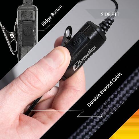 Arrowmax AEH3000-K2 Swivel C-Shape Style Earpiece with PTT Compatible with BaoFeng BTECH UV-5R UV-5RA UV-5RE UV-5R3 BF-F8HP UV-82HP Kenwood 2-PIN 2 Pin Radios NX-1200 NX-1300 NX-P1200 NX-P1300 NX-3220 in Kuwait