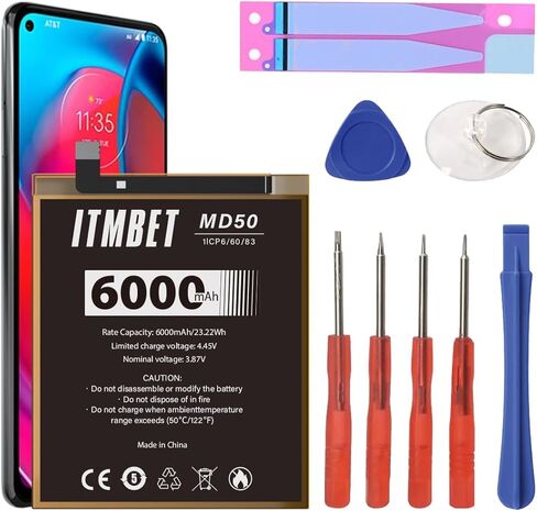 لاستبدال بطارية Moto G Stylus 5G 2021، بطارية MD50 عالية السعة 6000 مللي أمبير في الساعة لجهاز Motorola Moto G Stylus 4G (XT2211 / 2022) / G Stylus 5G (XT2215 / 2022) مع مجموعة أدوات إصلاح بديلة in Kuwait