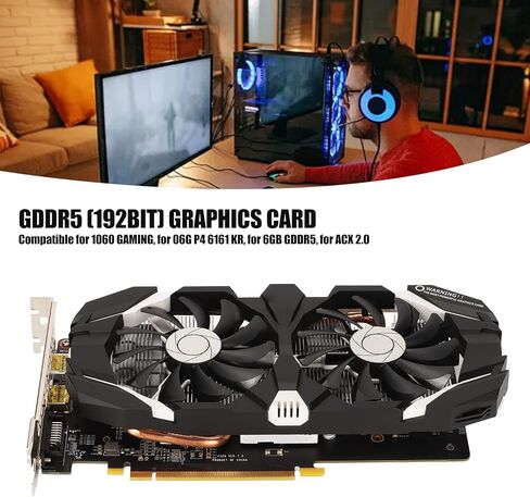 Dpofirs 1060 Graphics Card, Computer Graphics Card 6GB GDDR5 192bit with Fans 4K HDR Technology 8008MHz Gaming Graphics Card with HDMI DVI DP Display Interface(6GB) in Kuwait