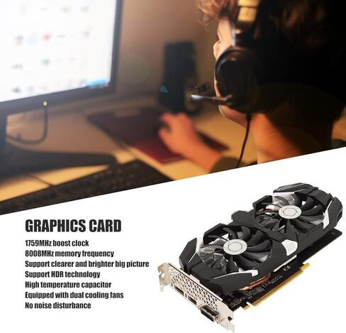 Dpofirs 1060 Graphics Card, Computer Graphics Card 6GB GDDR5 192bit with Fans 4K HDR Technology 8008MHz Gaming Graphics Card with HDMI DVI DP Display Interface(6GB) in Kuwait