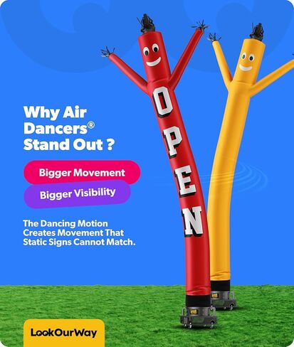 ملحق رجل أنبوبي قابل للنفخ من LookOURWay Air Dancers - بطول 20 قدمًا، يلوح أحمق قابل للنفخ للرقص لترويج الأعمال (المنفاخ غير متضمن) - أحمر مفتوح in Saudi Arabia