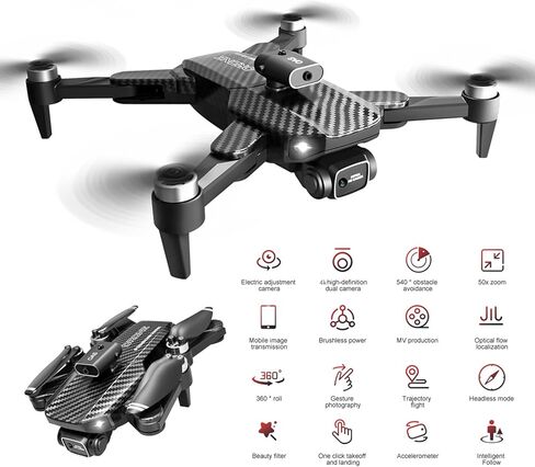 طائرة بدون طيار بكاميرا مزدوجة بدقة 4K مع نظام تحديد المواقع العالمي (GPS) للبالغين والمراهقين - طائرة رباعية المروحية RC قابلة للطي مع التركيز التلقائي، وقت طيران 30 دقيقة، اتبعني، رحلة نقطة الطريق، وضع مقطوعة الرأس، جيروسكوبي 6 محاور، إيقاف الطوارئ بمفت in Kuwait