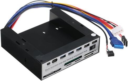 5.25 Inch Front Panel Expansion Hub with 3 USB3.0 2 USB2.0 Ports 5-in-1 Card Reader Support One-Key Backup Panel in Kuwait