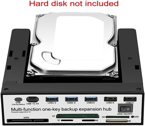 5.25 Inch Front Panel Expansion Hub with 3 USB3.0 2 USB2.0 Ports 5-in-1 Card Reader Support One-Key Backup Panel in Kuwait