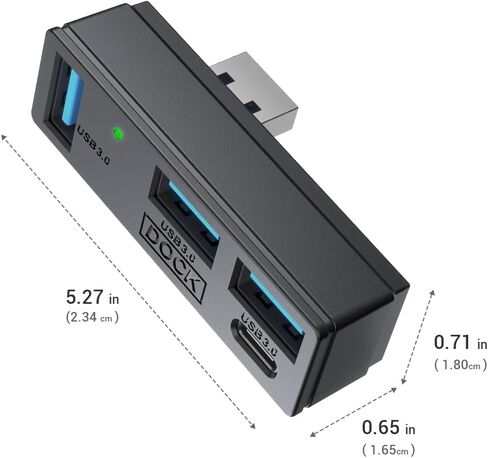 4-in-1 USB 3.0 Hub, Portable USB Splitter with 3 USB-A and 1 USB-C Port, Multiport Adapter Compatible with PS5, PC, MacBook, iPad, Steam Machines, Printers & More in Kuwait