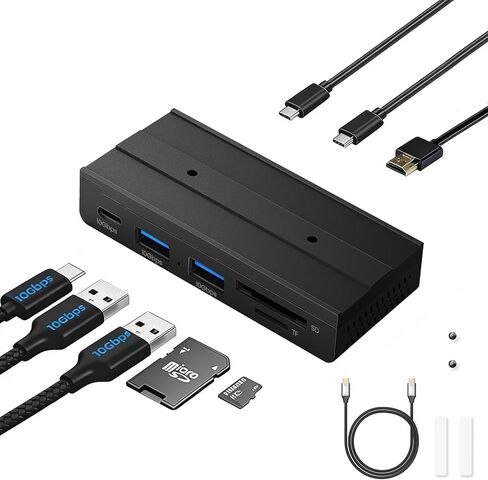 EJAY 7-in-1 Magnetic USB C Hub with 4K HDMI & 100W PD Charging, 10Gbps USB 3.0 Hub, 2 USB-A Ports, SD/TF Card Reader, Includes Sliding Rail for MacBook Pro/Air, Dell XPS, Laptop, Black in Kuwait