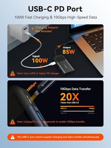 QUUGE USB C Hub,6-in-1 Multi-Port Adapter with 4K60Hz,100W PD Charging 10Gbps Data Port, SD/TF Card Reader, 2*USB 3.0 Ports,Laptop Docking Station with Screen Button in Kuwait