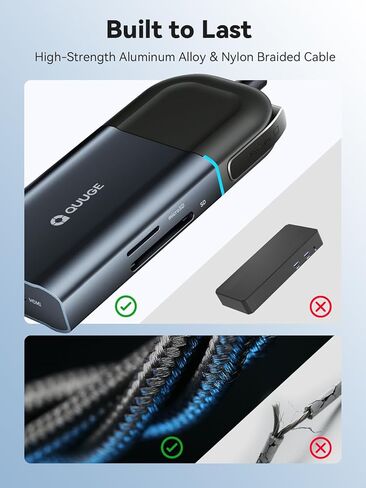 QUUGE USB C Hub,6-in-1 Multi-Port Adapter with 4K60Hz,100W PD Charging 10Gbps Data Port, SD/TF Card Reader, 2*USB 3.0 Ports,Laptop Docking Station with Screen Button in Kuwait