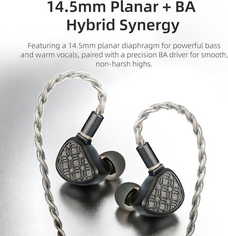 سماعات Arnar 14.5 مم مغناطيسية وKnowles BA Drivers IEM، شاشات هجينة داخل الأذن، سماعات أذن HiFi مع 3 فوهات ضبط، كابل مطلي بالفضة قابل للفصل، مقابس قابلة للتبديل 3.5 مم/4.4 مم in Kuwait