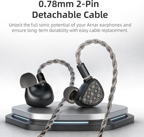سماعات Arnar 14.5 مم مغناطيسية وKnowles BA Drivers IEM، شاشات هجينة داخل الأذن، سماعات أذن HiFi مع 3 فوهات ضبط، كابل مطلي بالفضة قابل للفصل، مقابس قابلة للتبديل 3.5 مم/4.4 مم in Kuwait
