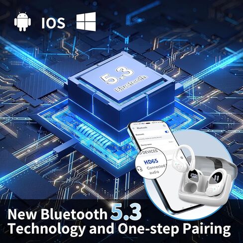 Wireless Earbuds 75hrs Bluetooth 5.4 Headphone Sport, 2024 Bluetooth Earbuds Stereo Deep Bass Over Ear Bud with Earhooks, ENC Noise Cancelling Mic, IPX7 Waterproof Earphone for Workout/Running in Kuwait