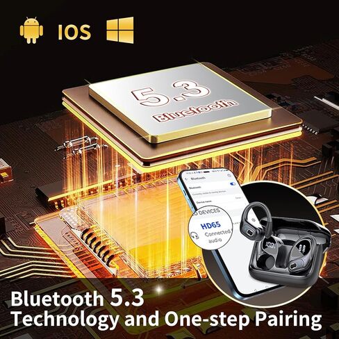 Wireless Earbuds 75hrs Bluetooth 5.4 Headphone Sport, 2024 Bluetooth Earbuds Stereo Deep Bass Over Ear Bud with Earhooks, ENC Noise Cancelling Mic, IPX7 Waterproof Earphone for Workout/Running in Kuwait