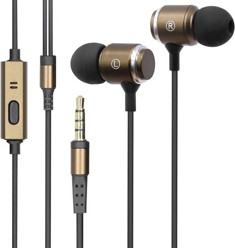 Wired Headphones Long Cord Earbuds for Tv Extra Long Cable Headphones Length for Computer(6.5FT Brown Without Microphone) in Saudi Arabia