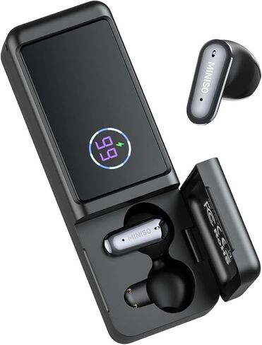 MINISO MS120 Wireless Earbuds, Bluetooth 6.0 Headphones, in-Ear Ear Buds with Built-in Flashlight, 70H Playtime, IPX5 Waterproof, High-Fidelity Sound, USB-C Charging in Kuwait