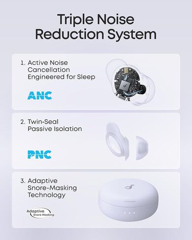 Soundcore Sleep A30 Special من Anker، سماعات أذن للنوم، ANC، عزل سلبي، قناع الشخير، صوت نوم ممتد، راحة فائقة لمن ينامون على الجانب، وقت تشغيل من 8 إلى 10 ساعات in Kuwait