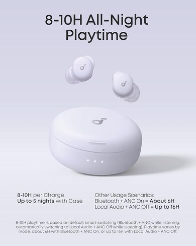 Soundcore Sleep A30 Special من Anker، سماعات أذن للنوم، ANC، عزل سلبي، قناع الشخير، صوت نوم ممتد، راحة فائقة لمن ينامون على الجانب، وقت تشغيل من 8 إلى 10 ساعات in Kuwait