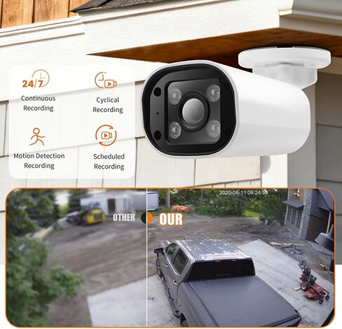 4MP PoE IP Camera, Security IP Camera Outdoor Indoor Wired with Remote Access, Human Detection, Night Vision, IP66 Water Proof in Kuwait