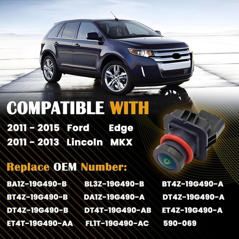 Rear View Backup Camera Compatible with 2011-2015 Ford Edge, 2011-2013 Lincoln MKX, Replaces BA1T-19G490-AF ET4T-19G490-AA in Kuwait