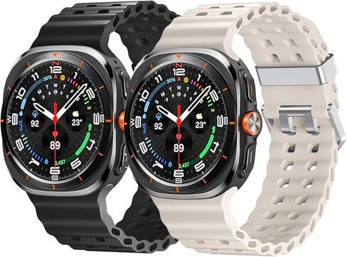 عبوتان من الأربطة المقاومة للماء المتوافقة مع ساعة Samsung Galaxy Watch Ultra Bands 47 ملم (2025/2024)، سوار رياضي كلاسيكي ناعم بديل لساعة Samsung Ultra للنساء والرجال in Kuwait