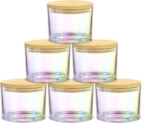 16oz Candle Jars 6 Pack - 3 Wick Large Empty Clear Glass Candle Making Jars with Bamboo Lids, with Stickers and Labels, Bulk Candle Jars for Making Candles Containers - Dishwasher Safe in Saudi Arabia