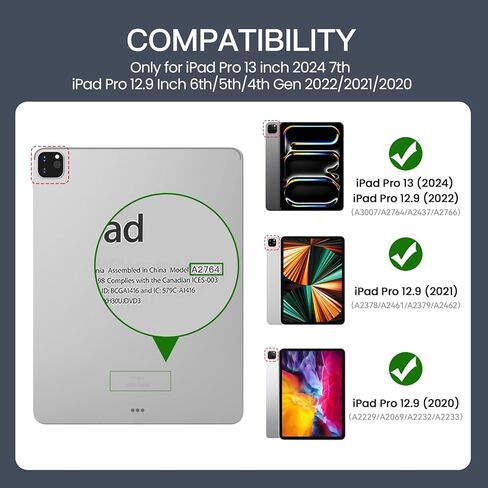 حافظات Ztotop لجهاز iPad Pro 13 بوصة (M5/M4) 2025/2024، Pro 12.9 بوصة الجيل السادس/الخامس/الرابع 2022/2021، غطاء متين واقٍ لكامل الجسم مع [حامل قلم + واقي شاشة] لجهاز iPad Pro 13، أسود in Kuwait