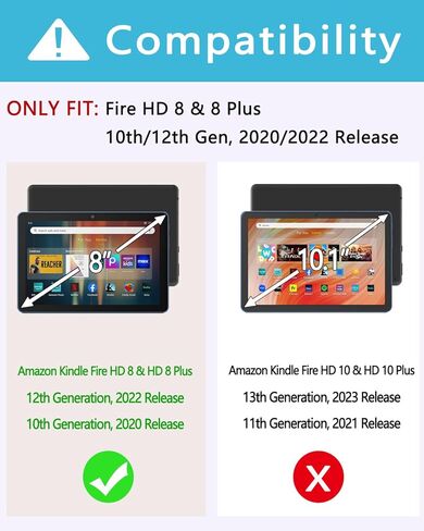 EAMPANG Case with Keyboard Mouse for Amazon Kindle Fire HD 8&8 Plus (2020&2022) 8 inch,7 Color Rainbow Backlit Detachable Keyboard Magnetic Case for HD 8 10th/12th Gen-DarkGreen in Kuwait