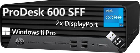 كمبيوتر مكتبي HP ProDesk 600 G6 SFF كمبيوتر برجي، Intel 6-Core i5-10400، ذاكرة وصول عشوائي DDR4 سعة 16 جيجابايت، محرك أقراص PCIe SSD سعة 512 جيجابايت، محول WiFi، RJ-45، 2 DisplayPort، نوع C، لوحة مفاتيح وماوس، Windows 11 Professional in Kuwait