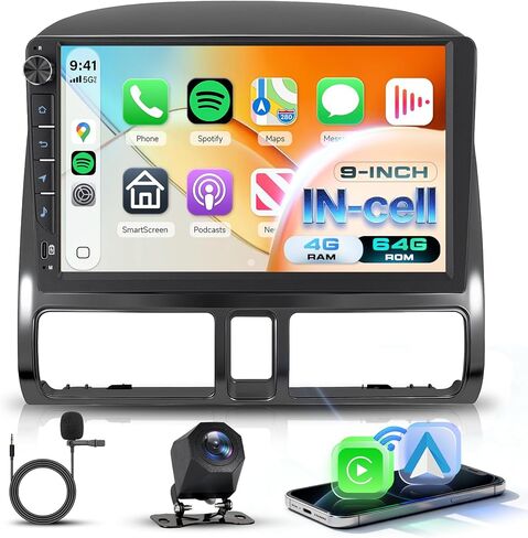 Rimoody 8 Core 6G+128G Android 15 ستيريو سيارة لهوندا CRV 2002-2006، Carplay Android Auto، راديو بشاشة تعمل باللمس 9 بوصة مع GPS/BT 5.0/FM RDS/DSP/5G-WiFi 360 درجة رؤية بانورامية كاميرا احتياطية SWC in Kuwait