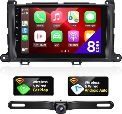 for Toyota Sienna 2011-2014 Radio Compatible with Wireless Carplay Android Auto TouchScreen Car Stereo Upgrade Bluetooth GPS FM/AM WIFI Navigation Backup Camera Multimedia Player 8Core Head Unit in Kuwait
