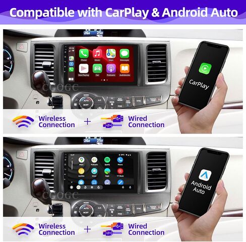 for Toyota Sienna 2011-2014 Radio Compatible with Wireless Carplay Android Auto TouchScreen Car Stereo Upgrade Bluetooth GPS FM/AM WIFI Navigation Backup Camera Multimedia Player 8Core Head Unit in Kuwait