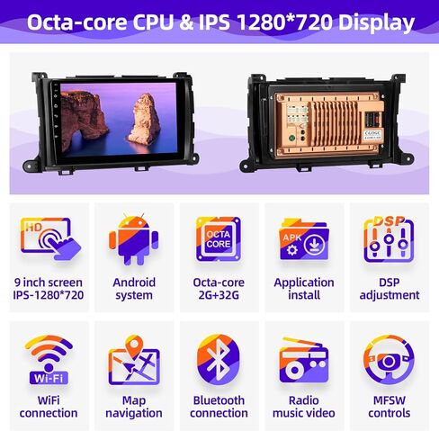 for Toyota Sienna 2011-2014 Radio Compatible with Wireless Carplay Android Auto TouchScreen Car Stereo Upgrade Bluetooth GPS FM/AM WIFI Navigation Backup Camera Multimedia Player 8Core Head Unit in Kuwait