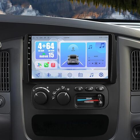 4G+64G Car Radio for Dodge Ram 1500 2500 3500 2002-2005: Android 15 Car Stereo Upgrade for Dodge Ram 1500 Radio, Wireless/Wire Carplay&Android Auto/Bluetooth/WiFi/GPS/FM SWC/Backup Camera in Kuwait